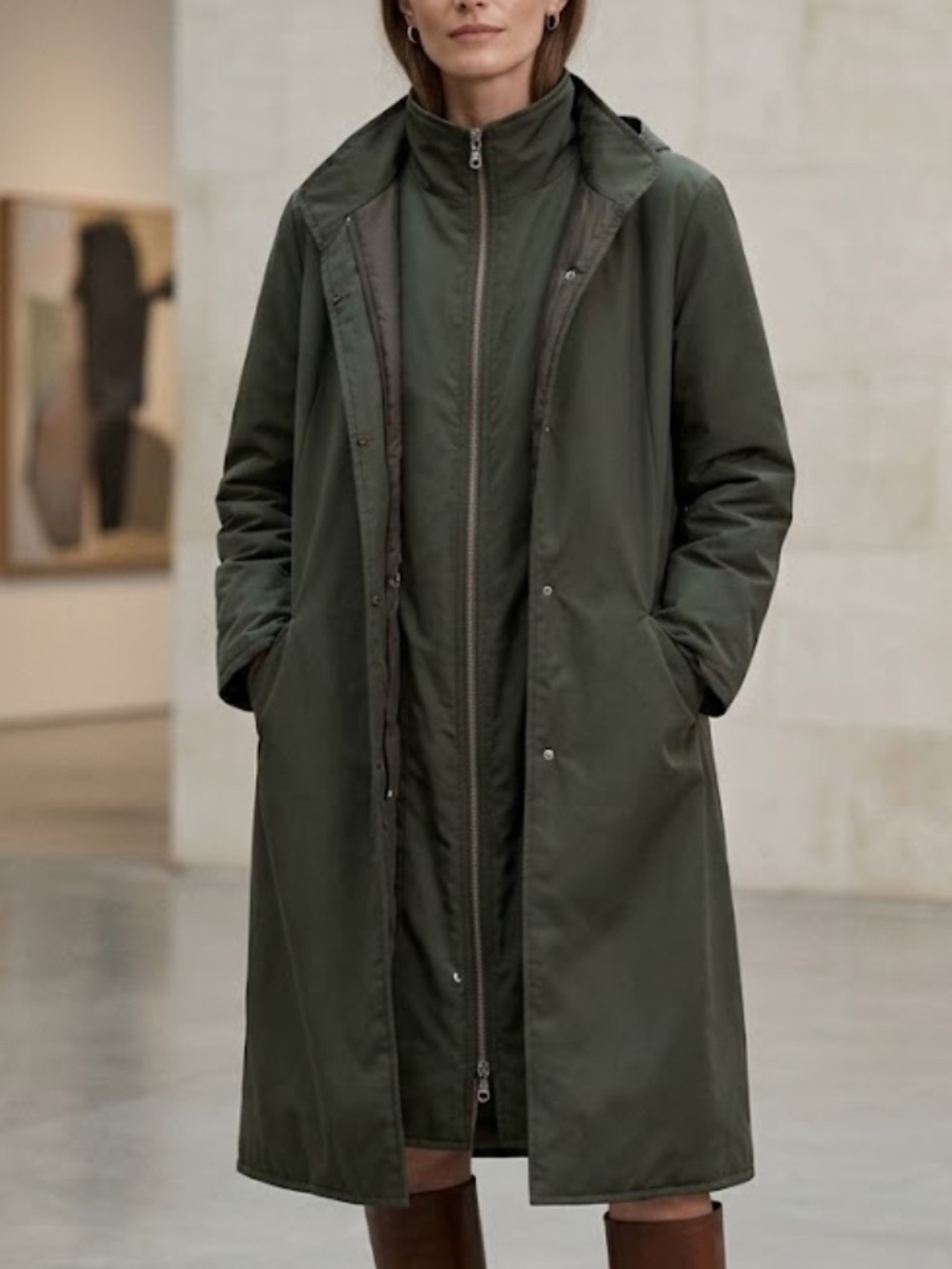 🧋Hoss Intropia overcoat and vest liner dark green 2 pieces